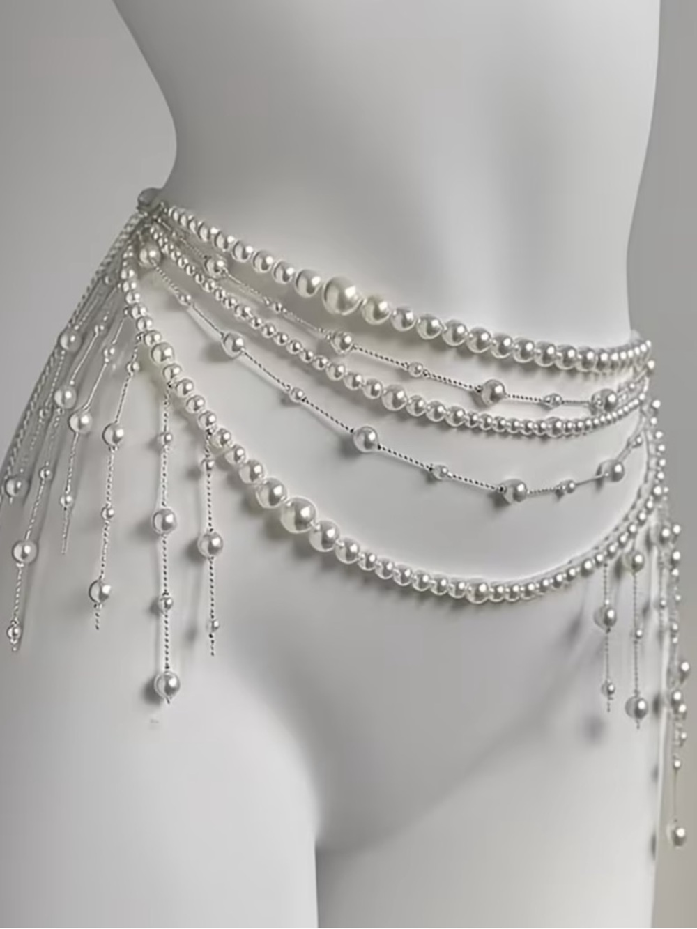 Affordable Fashion Finds Silver Pearl Layered Waist Chain
